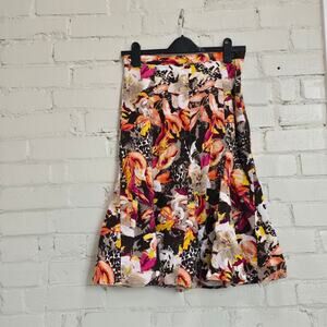 Christopher & Banks Women's 4,  A-line Midi Skirt w/Vibrant Print: Boho Chic Y2K